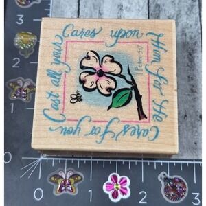 Embossing Arts Cast All Your Cares Upon Him 1226E 1999 Rubber Stamp #V103